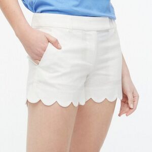 J.Crew Sz. 00 4" Linen-Cotton Scalloped Hem Short